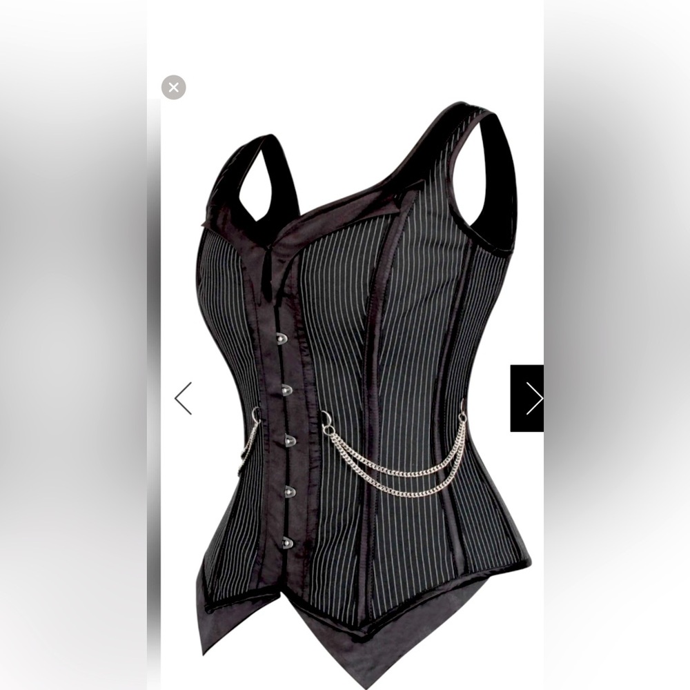 Corset Story Pinstripe vest waistcoat top with chain detail NWT